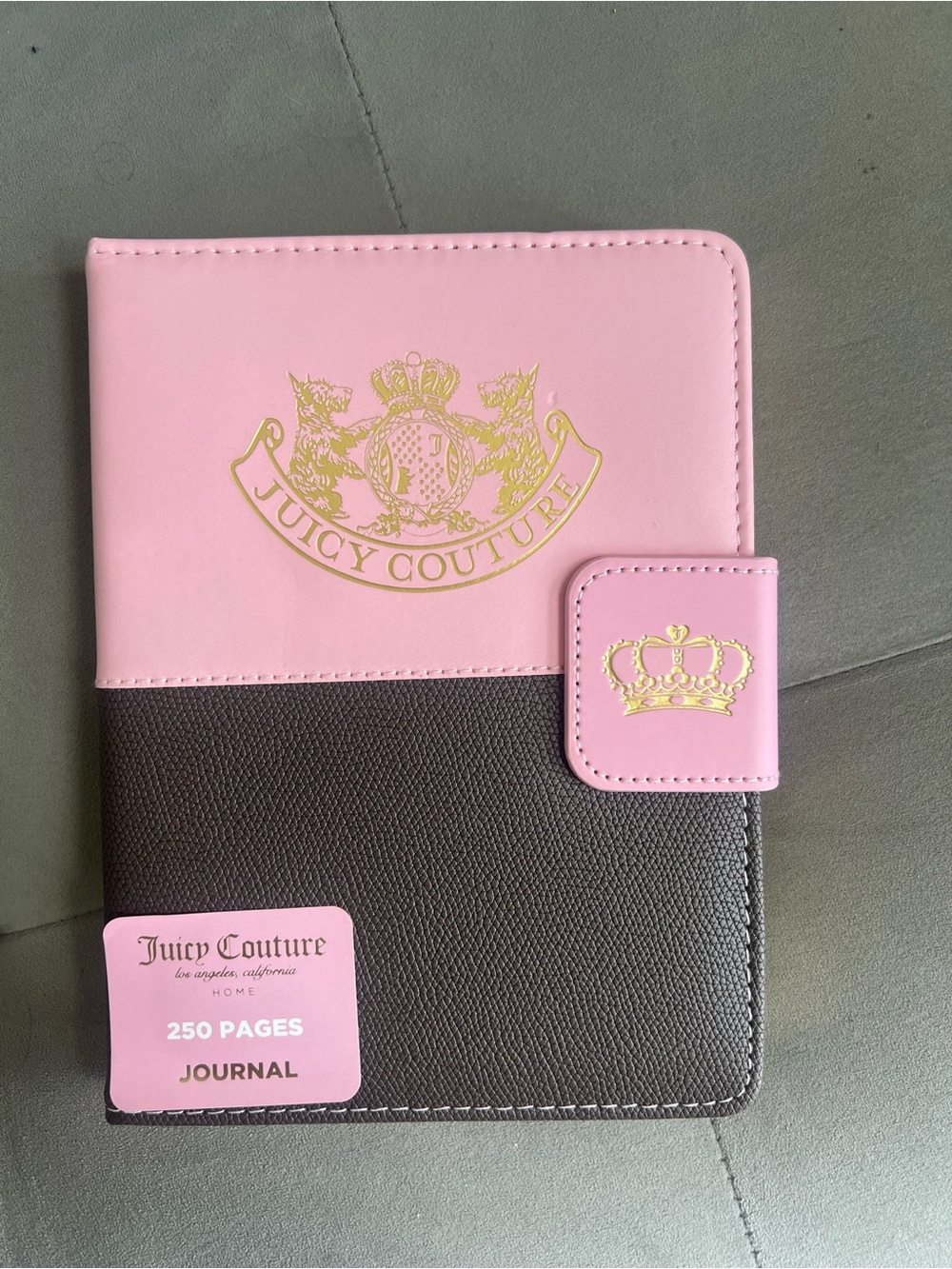 Juicy Couture Pink and Brown Two-Tone Journal with Gold Crest